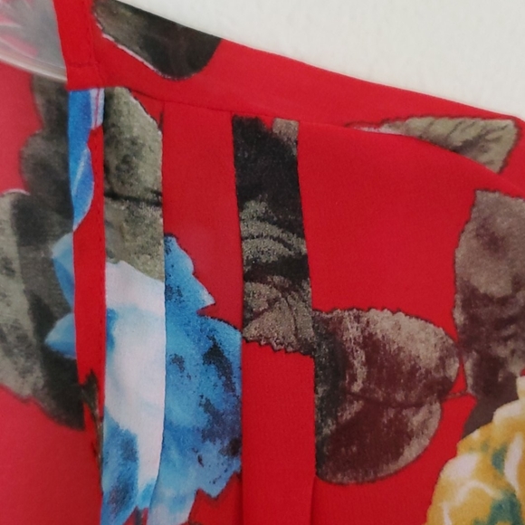 Red Floral Kimono Style Shrug - S - Picture 4 of 9